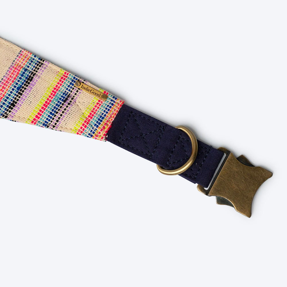 IndieGood Handloom Cotton Dog Collar - Playful Collar - Heads Up For Tails