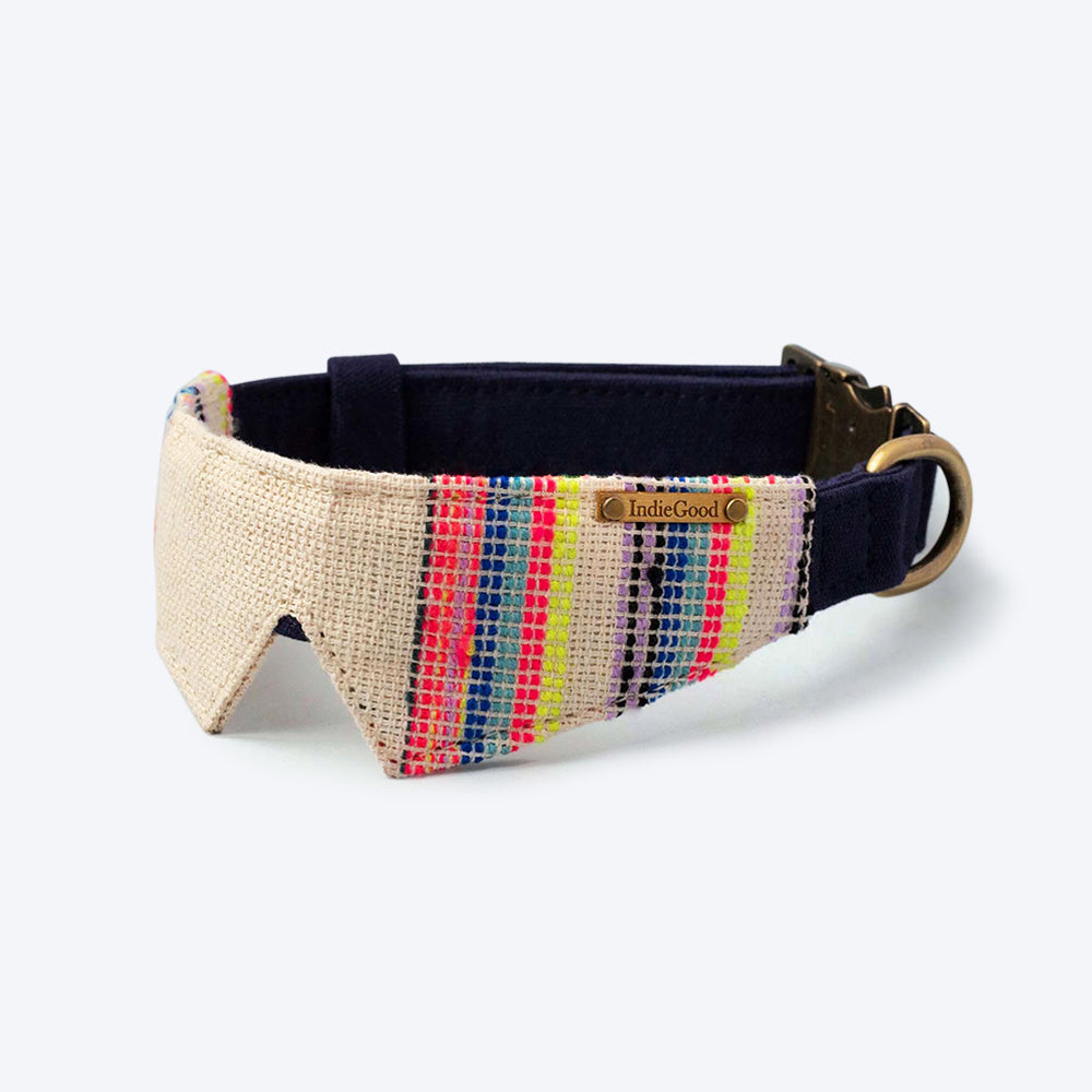 IndieGood Handloom Cotton Dog Collar - Playful Collar - Heads Up For Tails