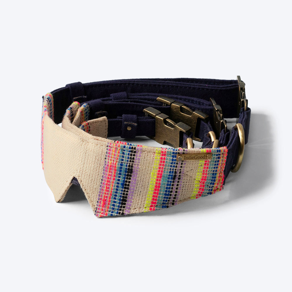 IndieGood Handloom Cotton Dog Collar - Playful Collar - Heads Up For Tails