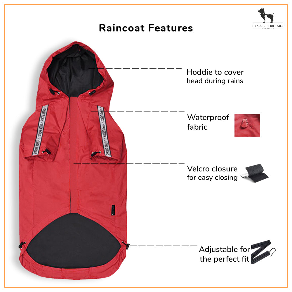 Puppia Base Jumper Raincoats Red - 3XL - Heads Up For Tails