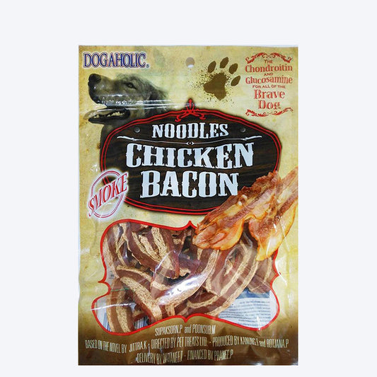 Dogaholic Noodles Chicken Bacon Strips Smoke Flavor Dog Treat - 130 g_01