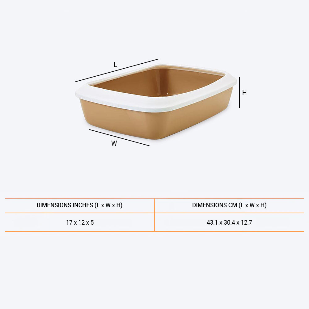 Savic IRIZ Cat Litter Tray with Rim - Nordic Brown- 17 x 12 x 5 inch - Heads Up For Tails