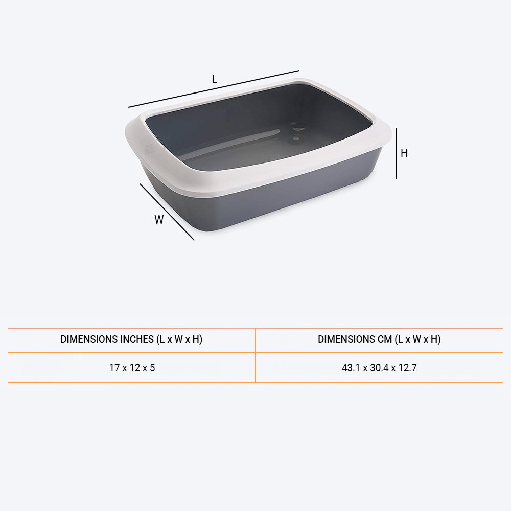 Savic IRIZ Cat Litter Tray with Rim - Retro Cold Grey - 17 x 12 x 5 inch-02