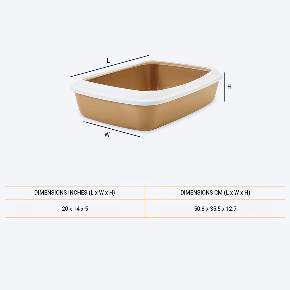 Savic Iriz Cat Litter Tray with Rim - Nordic Brown - 20 x 14 x 5 inch - Heads Up For Tails