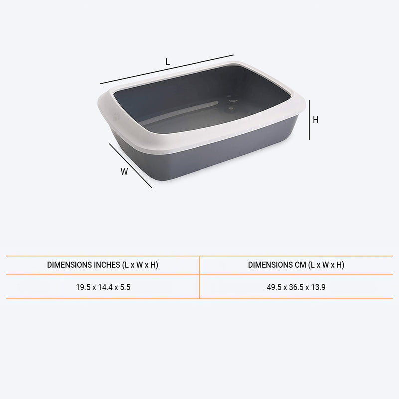 Savic Isis Cat Litter Tray with Rim - Grey - 19.5 x 14.4 x 5.5 inch_02