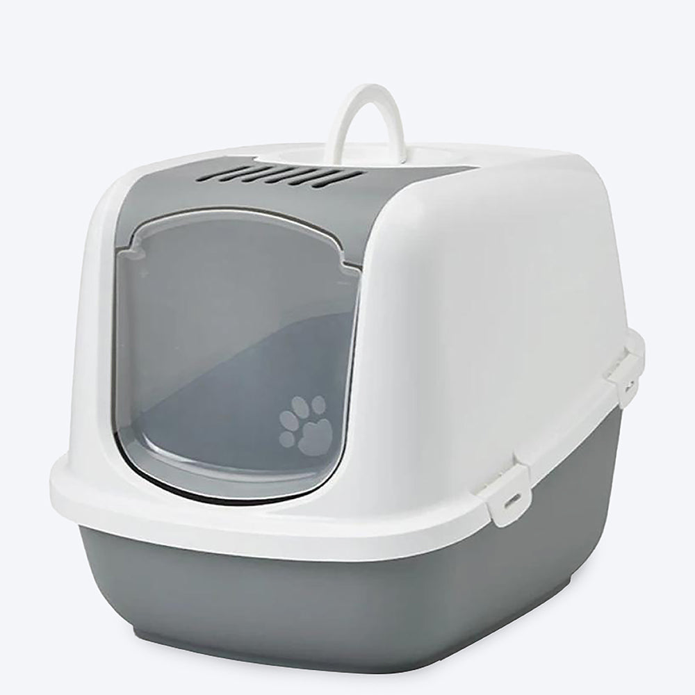 Savic Nestor Jumbo Cat Toilet - Cold Grey - 25.9 x 18.9 x 18.1 inch - Heads Up For Tails