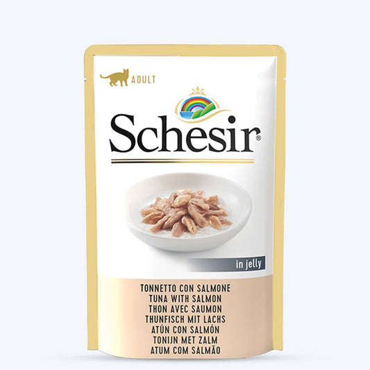Schesir 55% Tuna With Salmon Adult Wet Cat Food Pouch - 85g-1