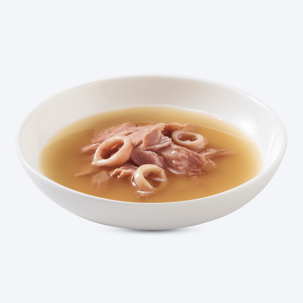 Schesir Soup with Wild Tuna And Squid Wet Cat Food - 85gm - Heads Up For Tails