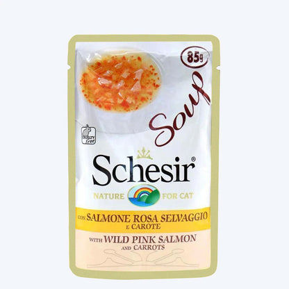 Schesir Pink Salmon And Carrots Wild Soup For Kitten & Adult Cats - 85 g_01