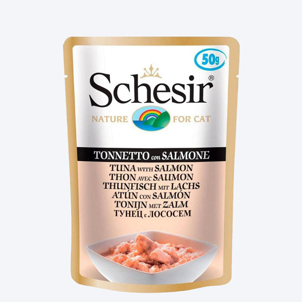 Schesir 55% Tuna with Salmon Wet Cat Food Pouch - 50 g_01