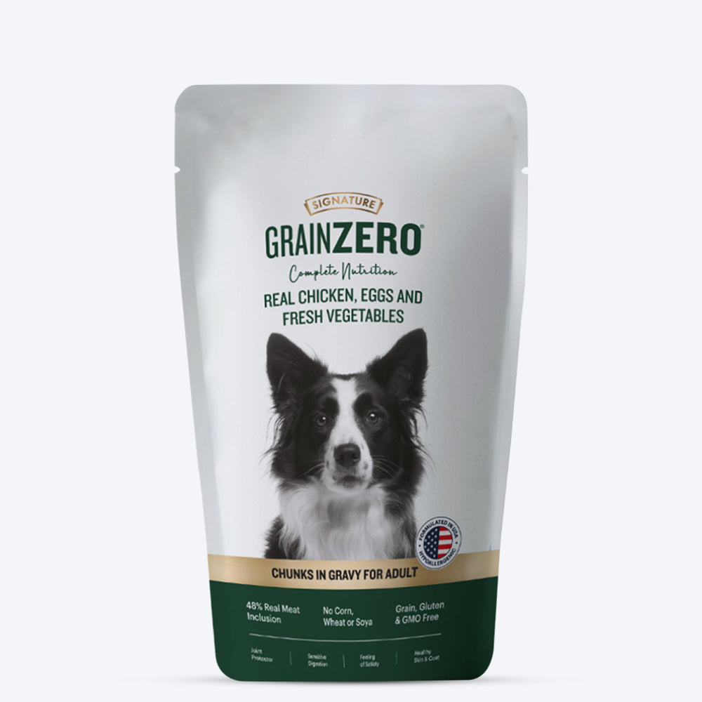 Signature Grain Zero Chicken Chunks In Gravy Wet Food For Adult & Senior Dogs 150 g Packs - Heads Up For Tails