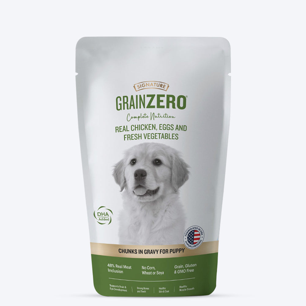 Signature Grain Zero Wet Puppy Food - Chicken Chunks In Gravy 150 g Packs - Heads Up For Tails