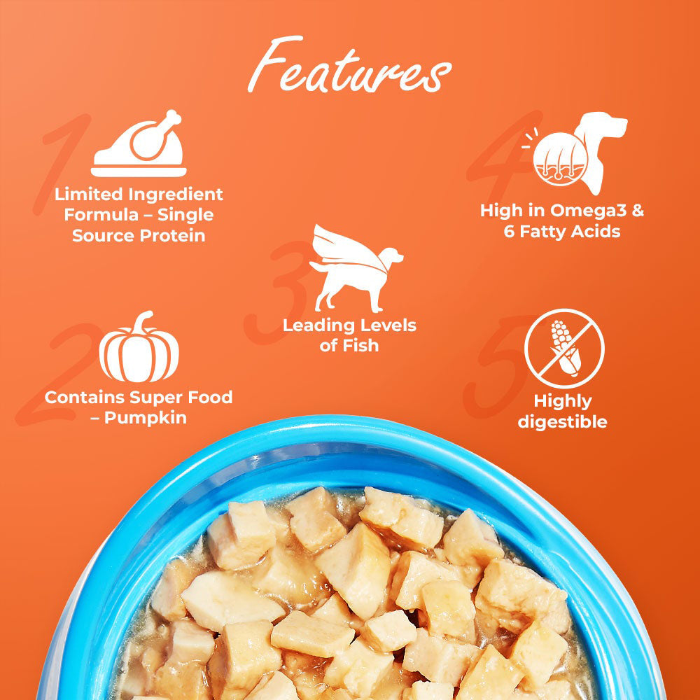 Kennel Kitchen Fish with Pumpkin Supreme Cuts In Gravy Wet Dog Food - 100 g - Heads Up For Tails