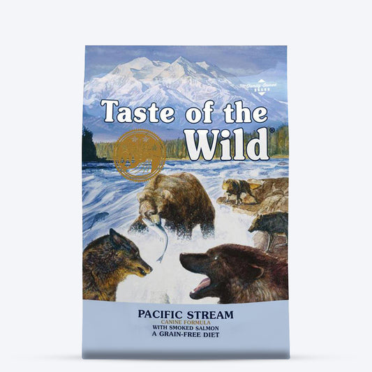 Taste of the Wild Pacific Stream Canine Formula Grain Free Adult Dry Dog Food - Smoked Salmon - Heads Up For Tails