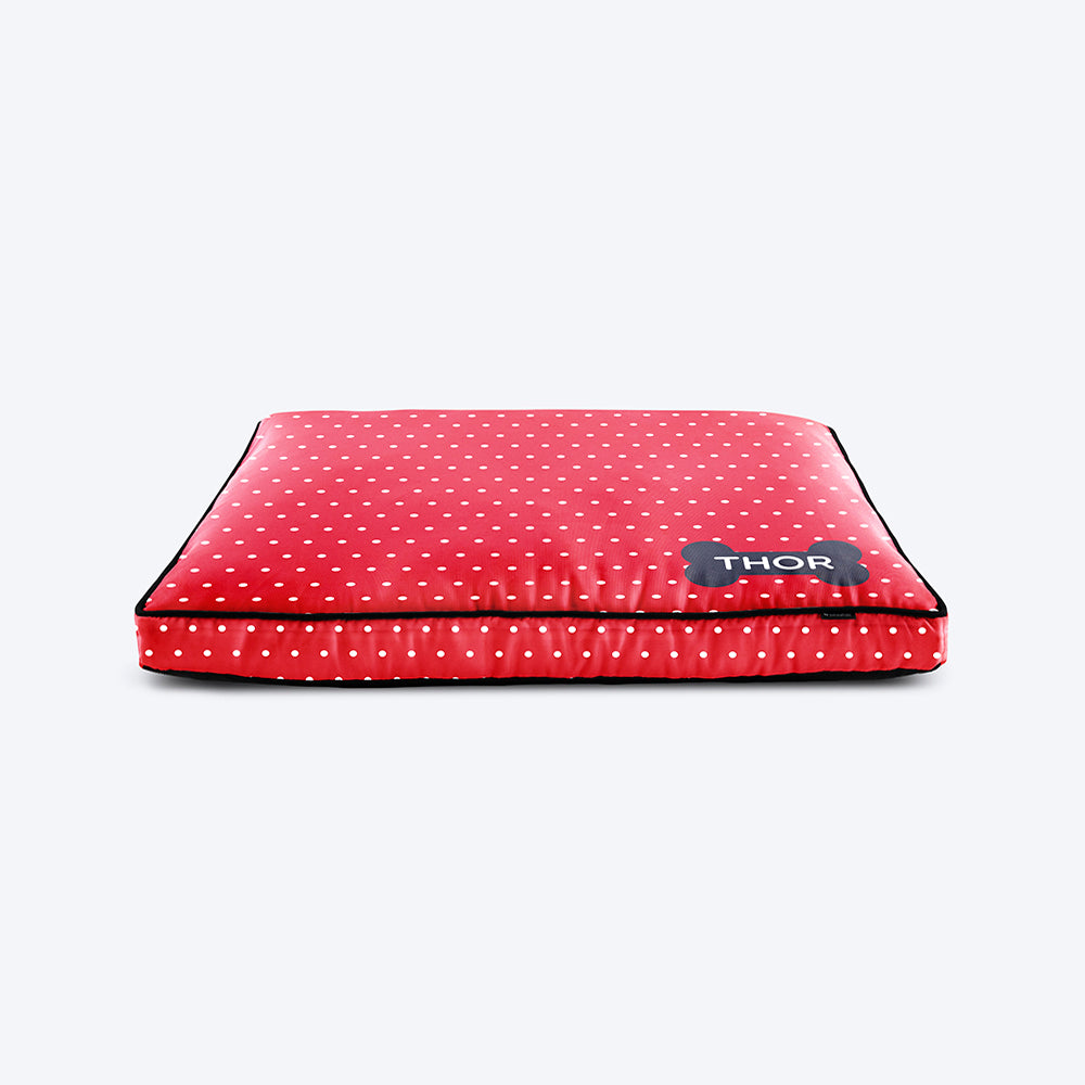 HUFT Red Polka Dot Personalised Dog Bed - Heads Up For Tails