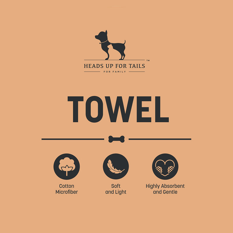 HUFT Cutest Microfiber Towel For Puppy & Kitten - Light Blue - Heads Up For Tails