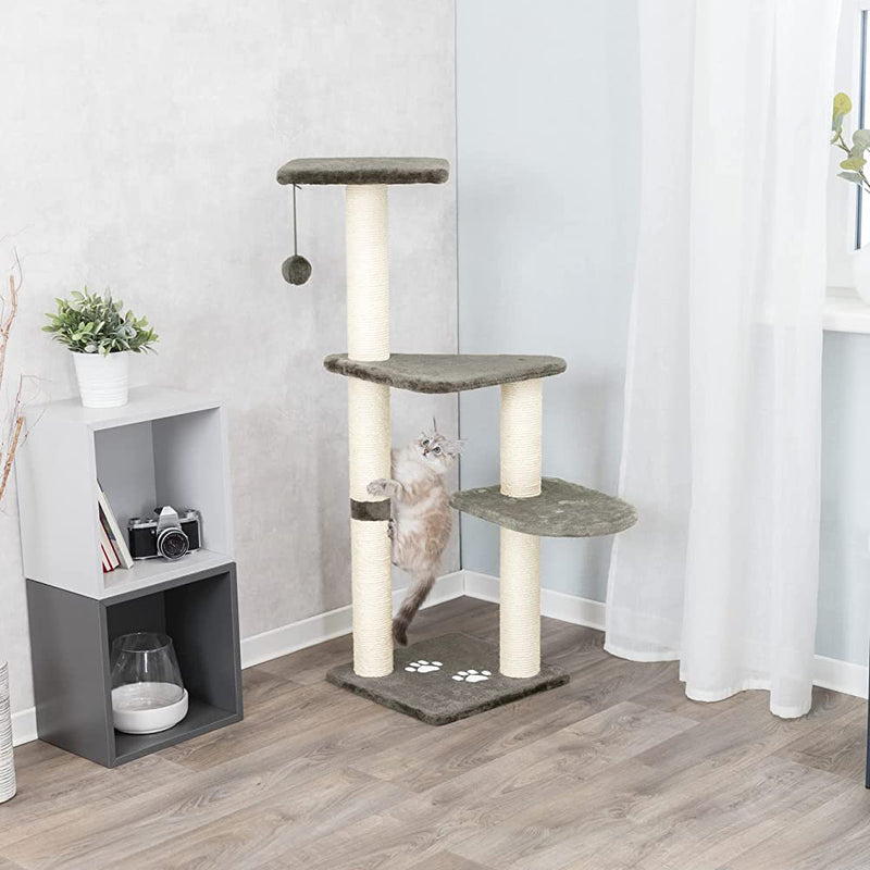Trixie Atlea Cat Scratching Post - Platinum Grey with Paw Prints - Heads Up For Tails