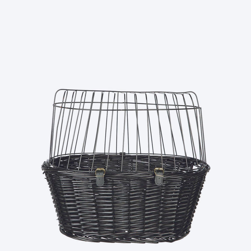 Trixie Front Black Bicycle Basket Willow - Upto 8 Kg - Heads Up For Tails