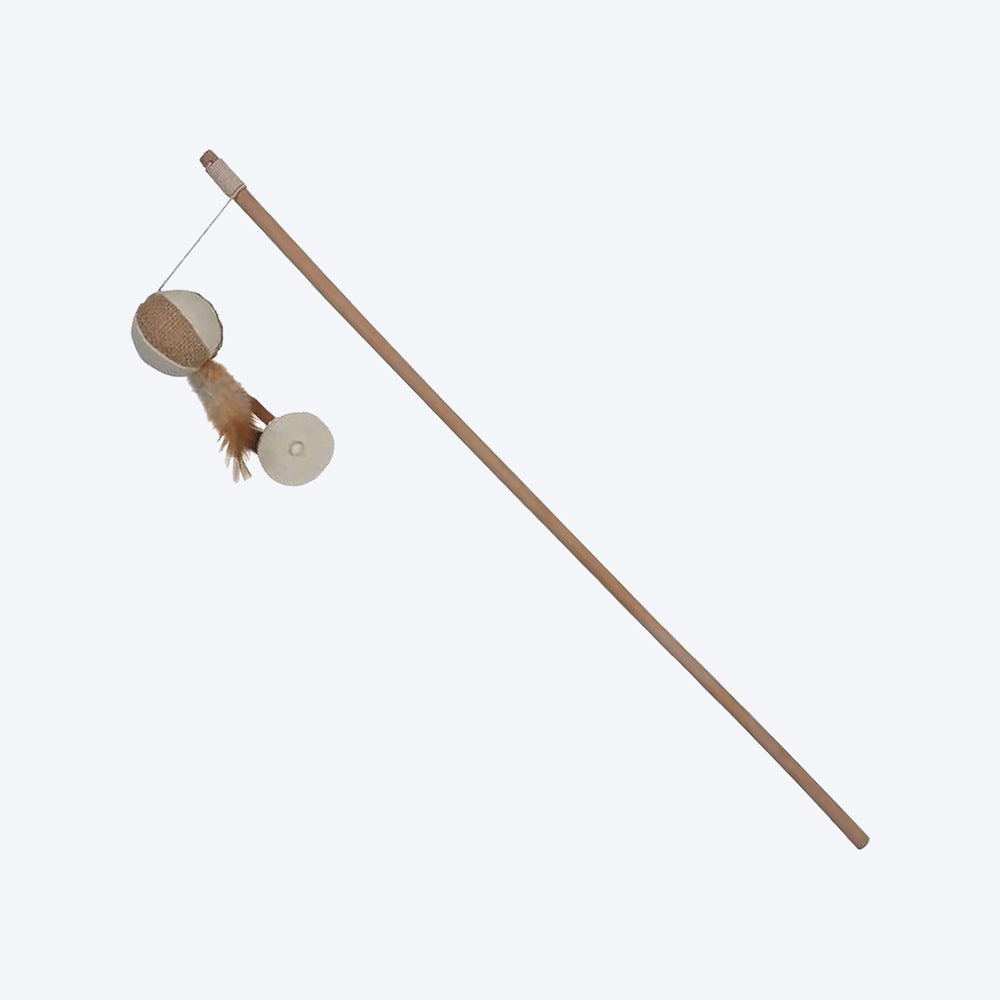 Trixie Interactive Cat Toys - Playing Rod With Ball and Feather - Assorted - Heads Up For Tails