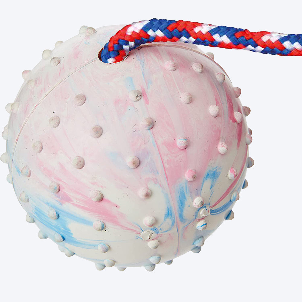 Trixie Ball on Rope Dog Toy - Natural Rubber - Heads Up For Tails