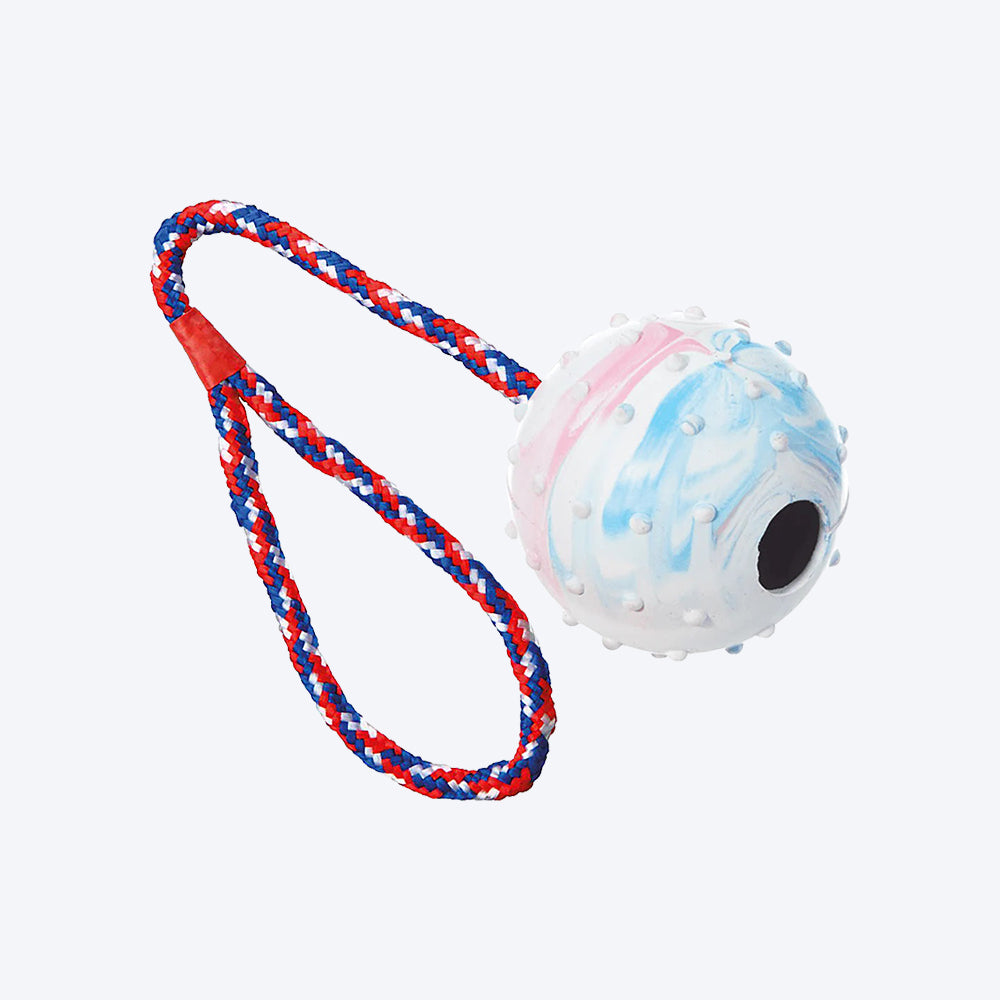 Trixie Ball on Rope Dog Toy - Natural Rubber - Heads Up For Tails