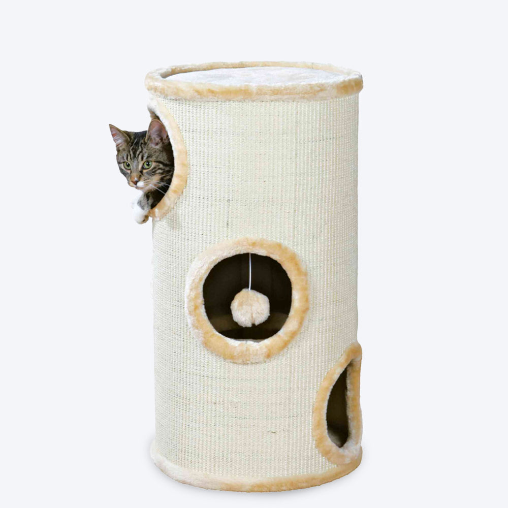 Trixie Samuel 3-Storey Cat Scratching Tower - Beige - Heads Up For Tails