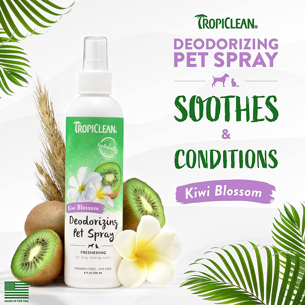 TropiClean Deodorizing Spray for Dogs & Cats - Kiwi Blossom - 236 ml - Heads Up For Tails
