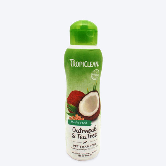 TropiClean Oatmeal & Tea Tree Dog Shampoo (Medicated) - 355 ml - Heads Up For Tails