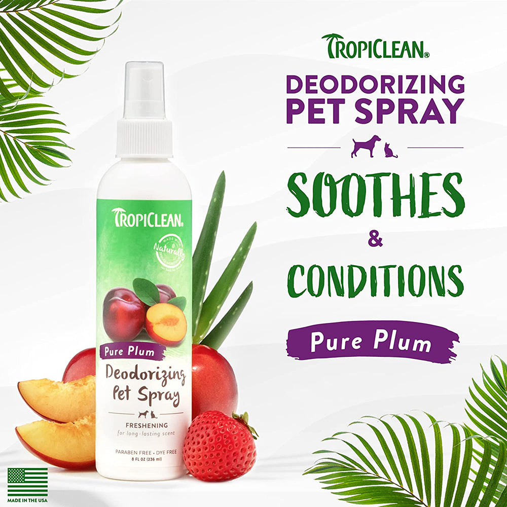 TropiClean Pure Plum Deodorizing Dog & Cat Spray - 236 ml - Heads Up For Tails