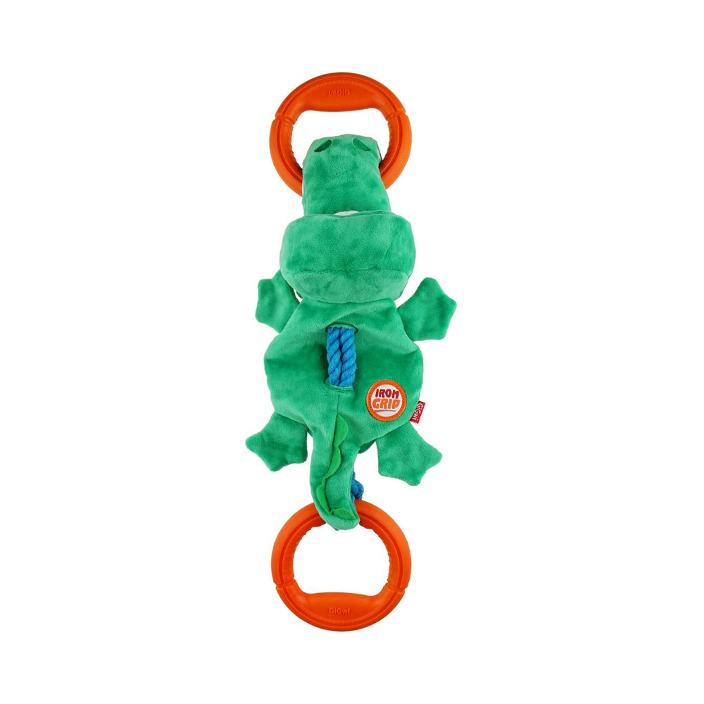 Gigwi Iron Grip Crocodile Plush Tug Dog Toy with TPR Handle