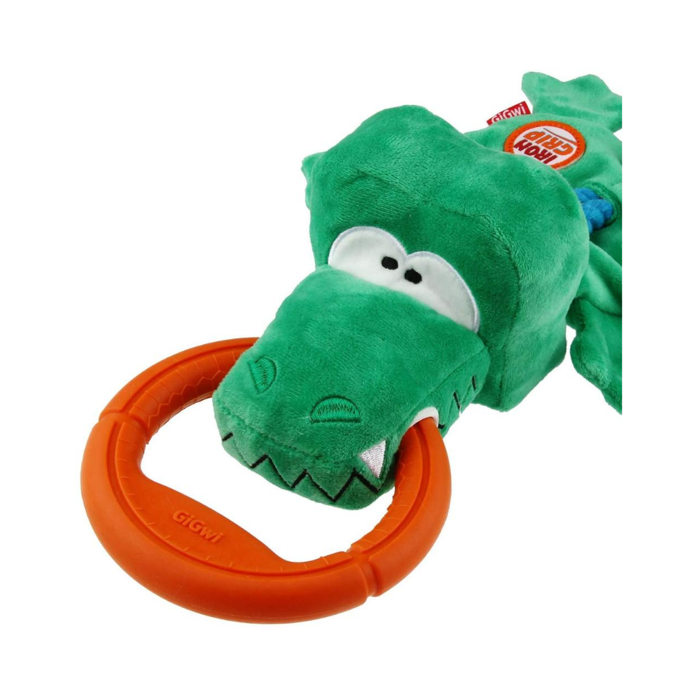Gigwi Iron Grip Crocodile Plush Tug Dog Toy with TPR Handle