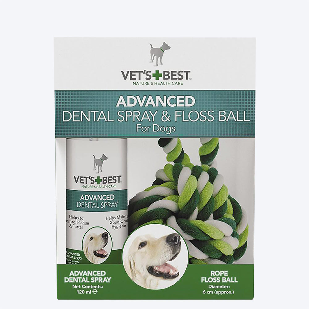 Vet's Best Advanced Dental Spray & Floss Ball for Dogs - 14 ml - Heads Up For Tails