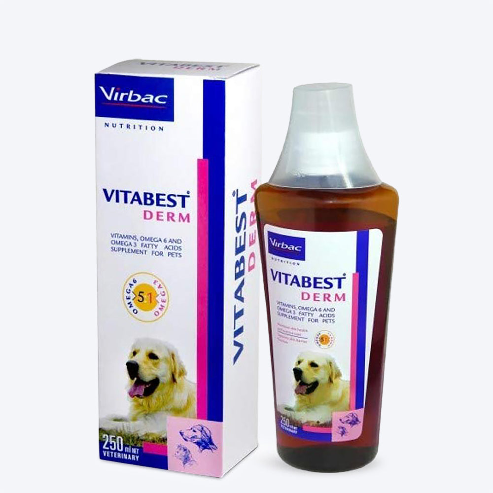 Virbac VITABEST DERM Oral Supplement for Dogs and Cats - 250 ml - Heads Up For Tails