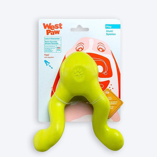 West Paw Zogoflex Tizzi Dog Interactive Toy - Large - Green - Heads Up For Tails