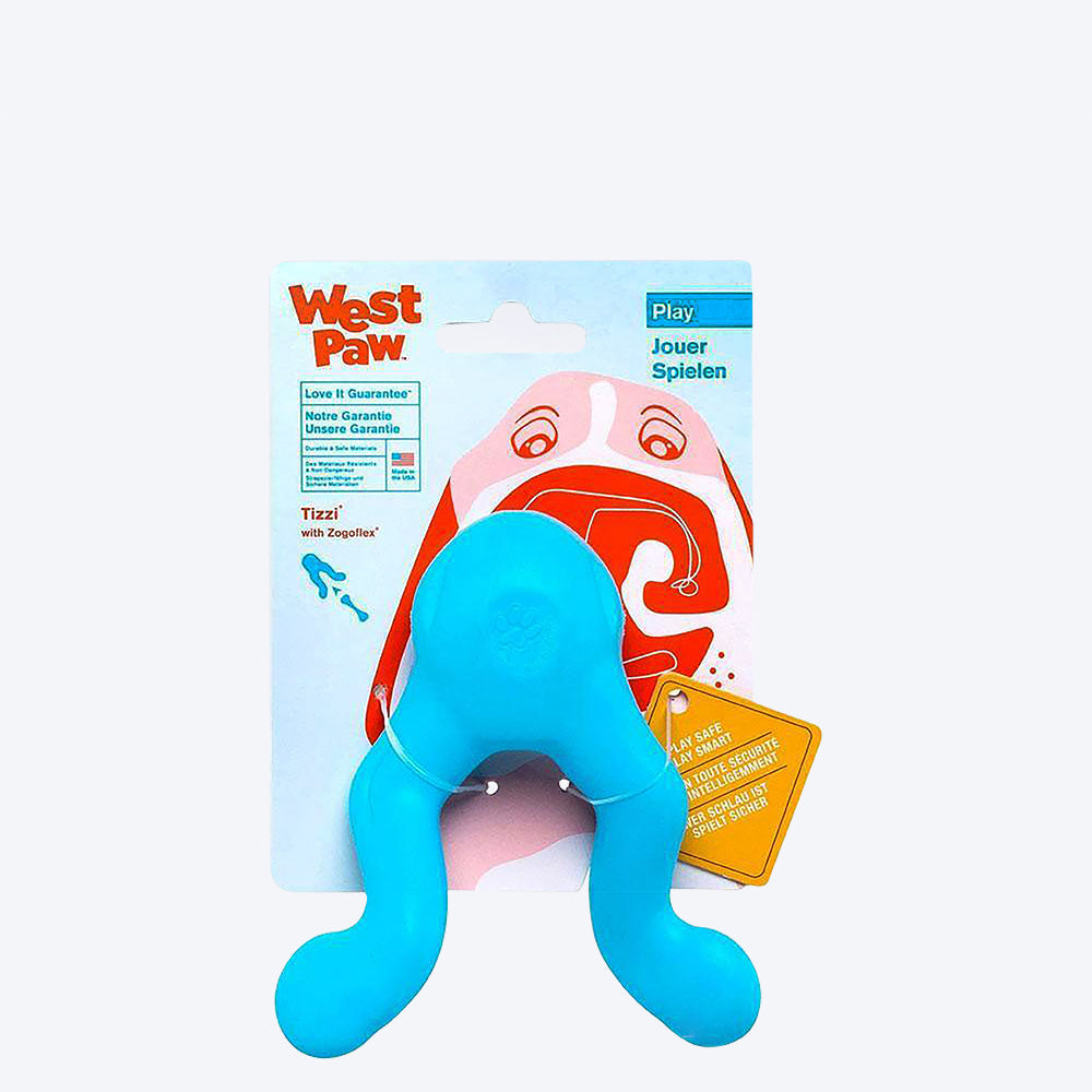 West Paw Zogoflex Tizzi Dog Toy - Small - Blue - Heads Up For Tails