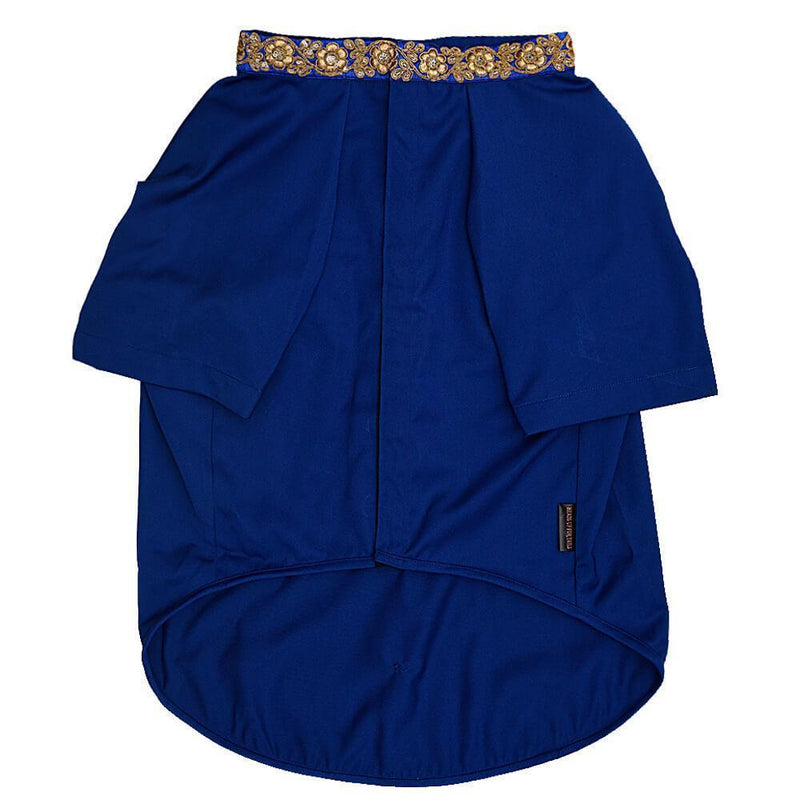 HUFT Personalised Blue Bandh Gala with Gold Pocket Square and Detailing3