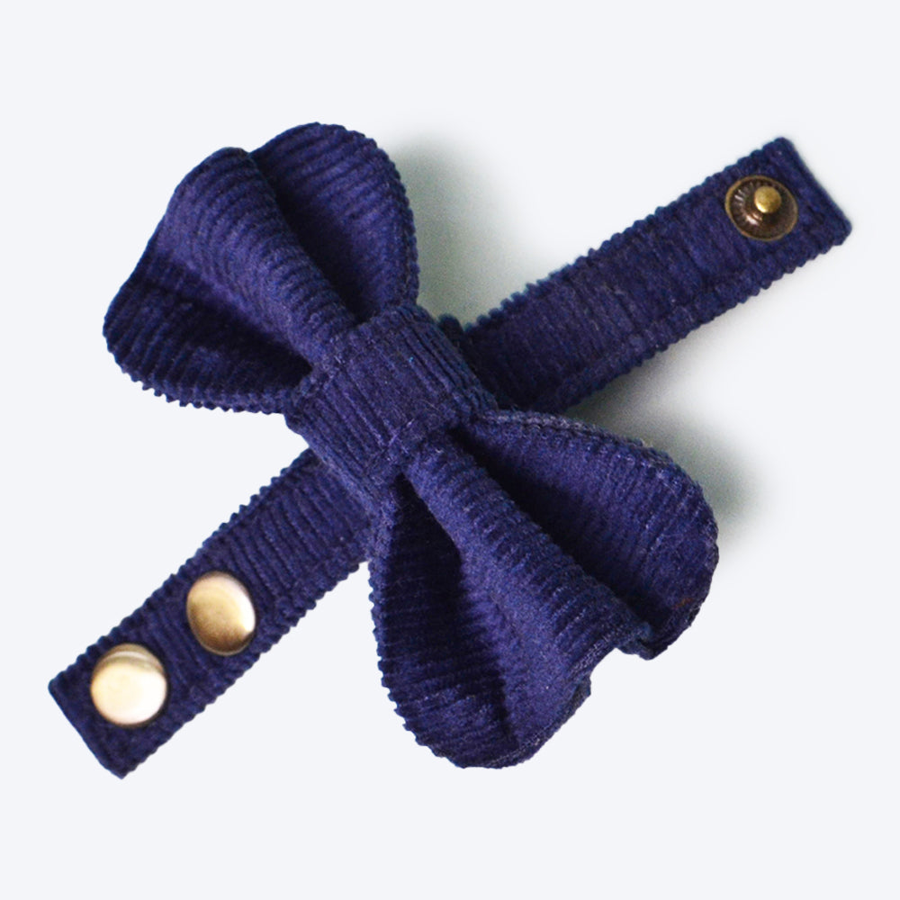 IndieGood Corduroy Cotton Dog Bow Tie - Navy Blue - Heads Up For Tails