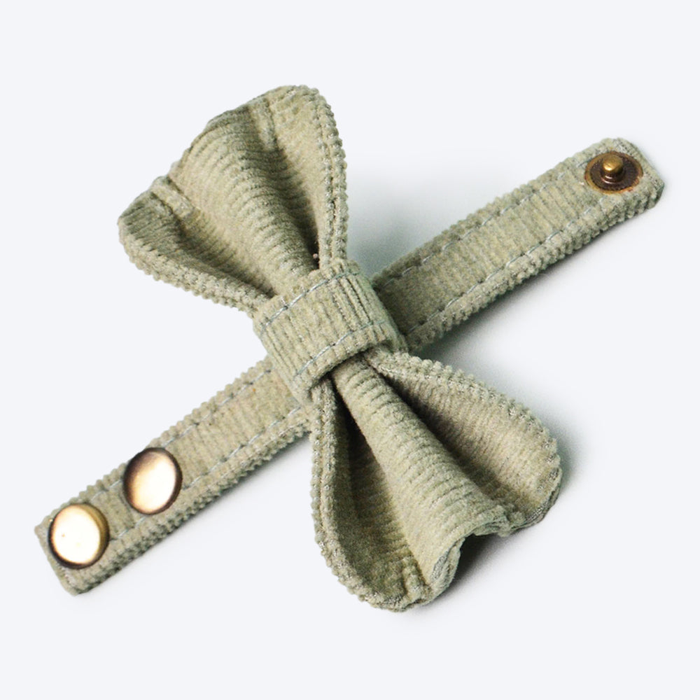 IndieGood Corduroy Cotton Dog Bow Tie - Olive Green - Heads Up For Tails