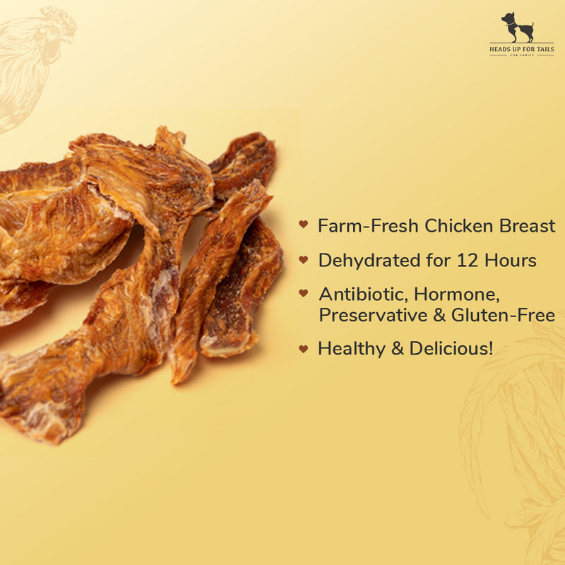 Sara's Doggie Treats Chicken Jerky, 70 g, made from 100% fresh chicken, grain-free, high protein, low fat.