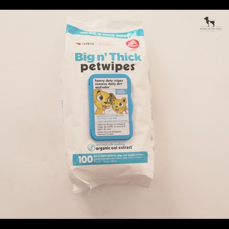 Petkin Big n' Thick Wipes for Dogs & Cats - 100 Counts