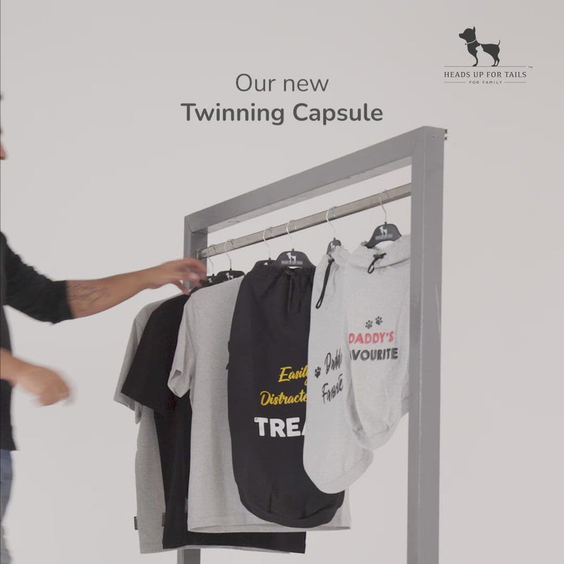 HUFT Twinning - Daddy Favourite T-Shirt For Dogs - Grey with Black Print