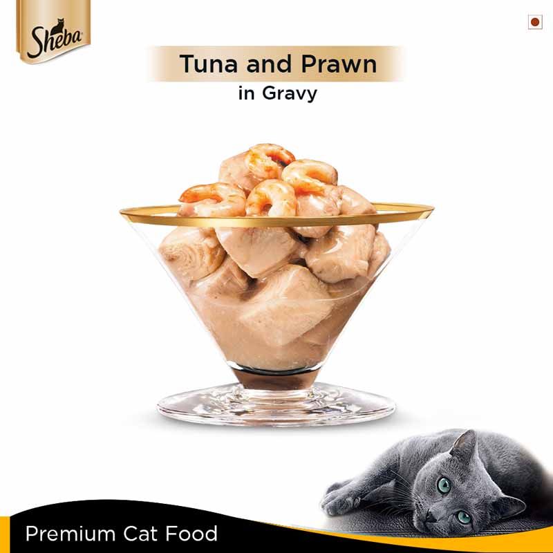 Sheba Tuna Fillets and Whole Prawns in Gravy Adult Wet Cat Food - 85 g packs_02