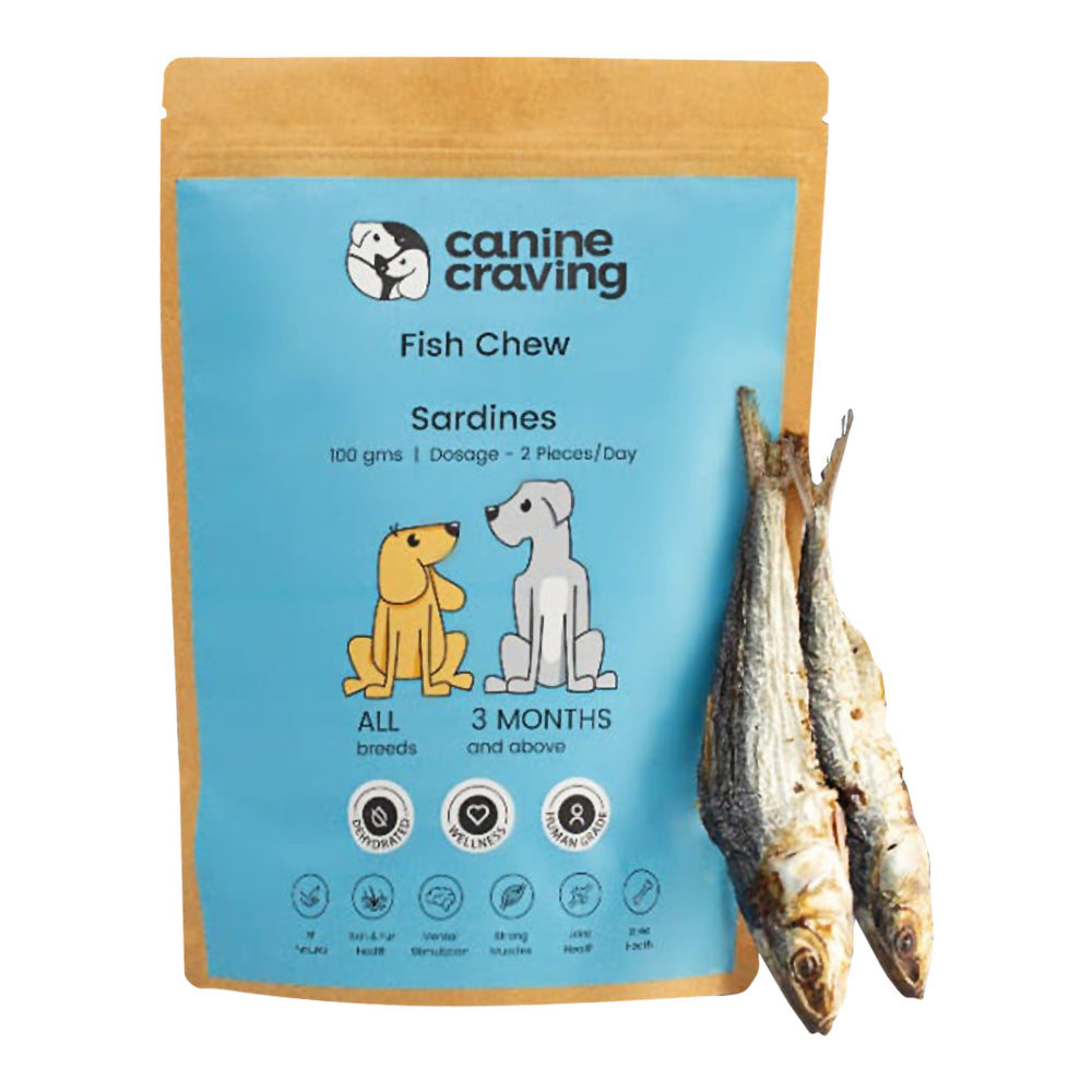 Canine Craving Dehydrated Sardines Dog Treat - 100 g - Heads Up For Tails