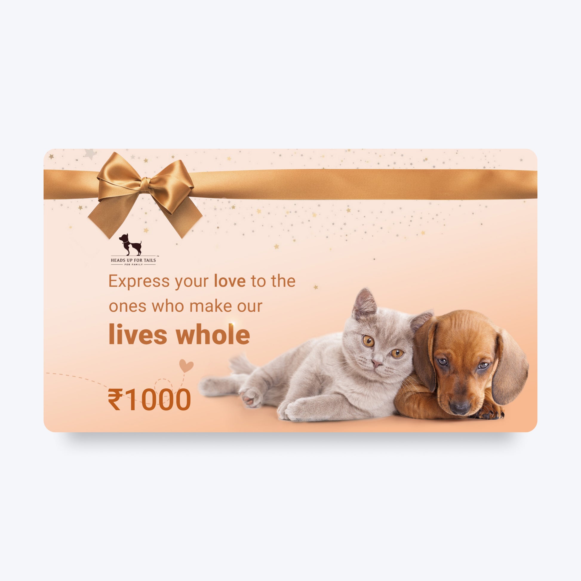 HUFT Puppy And Kitten Gift Card For Pet Parents - Heads Up For Tails