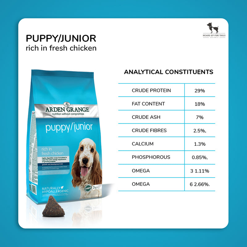 Arden Grange Dry Puppy/Junior Food - Fresh Chicken - Heads Up For Tails