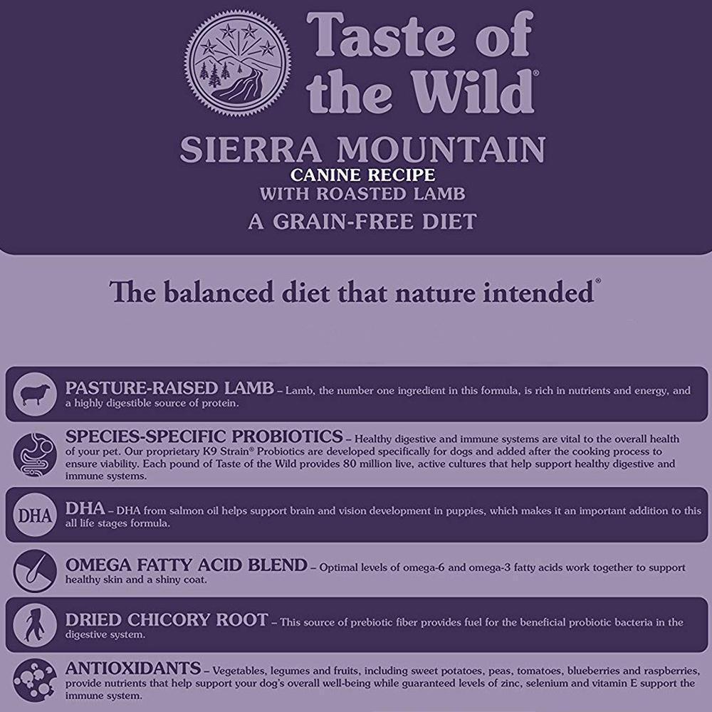 Taste of the Wild Sierra Mountain Grain Free Dry Dog Food - Roasted Lamb2