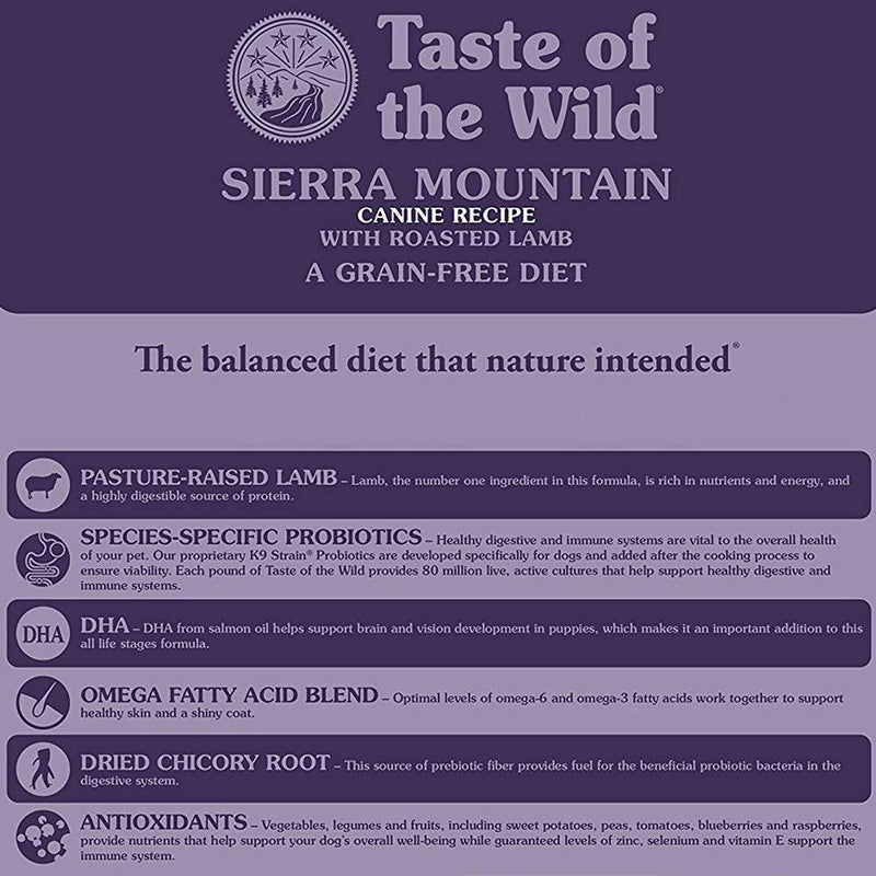 Taste of the Wild Sierra Mountain Grain Free Dry Dog Food - Roasted Lamb2